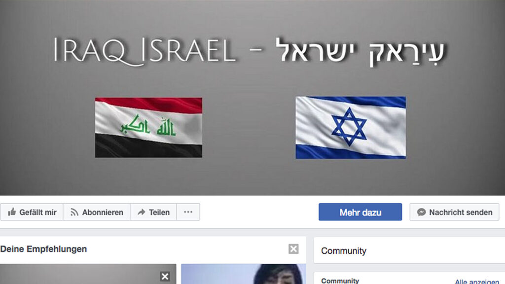 Die Initiatoren dieser Facebookseite streben gute Beziehungen zwischen dem Irak und Israel an