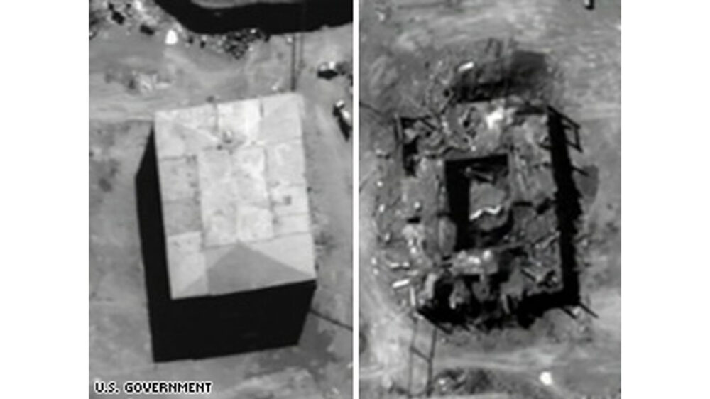 Die Fotos zeigen die Anlage in Syrien vor und nach dem Luftangriff
