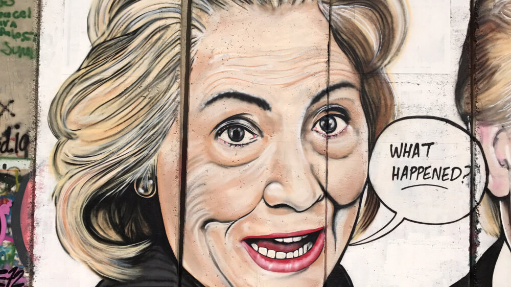 Das Hillary-Clinton-Graffiti des australischen Künstlers Lushsux bei Bethlehem