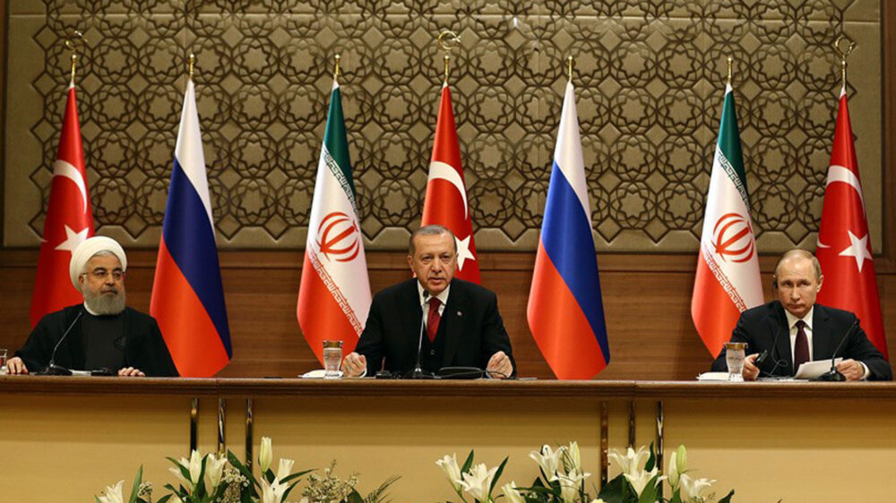 Setzen auf den politischen Dialog: Rohani, Erdogan und Putin (v. l. n. r.)