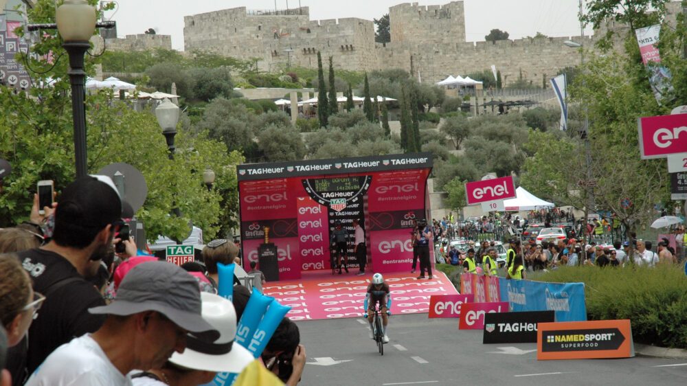 Das Zeitfahren des Giro d'Italia fand am Freitag vor der Kulisse der Jerusalemer Altstadt statt
