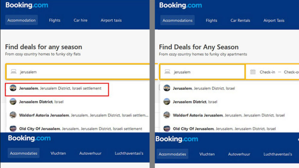 Booking.com führte bis vor kurzem Jerusalem als Siedlung