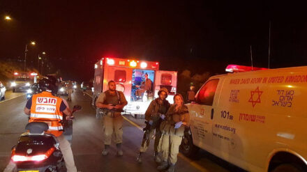 Einsatzkräfte in der Nacht auf Freitag. Sichern sie eine Unfallstelle oder den Ort eines Anschlags?