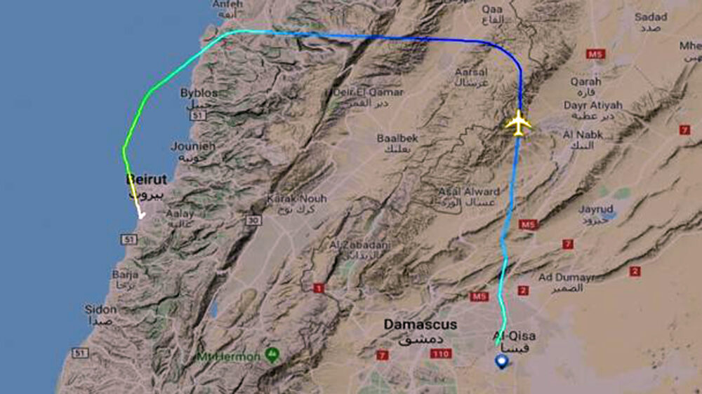 Eine der verdächtigen Flugstrecken führte nach einem Stopp in Damaskus über den nördlichen Libanon nach Beirut
