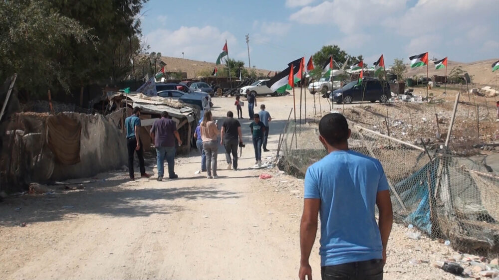 Israel will das Beduinen-Dorf Chan al-Ahmar im Westjordanland abreißen. Dagegen gibt es seit Monaten Proteste.