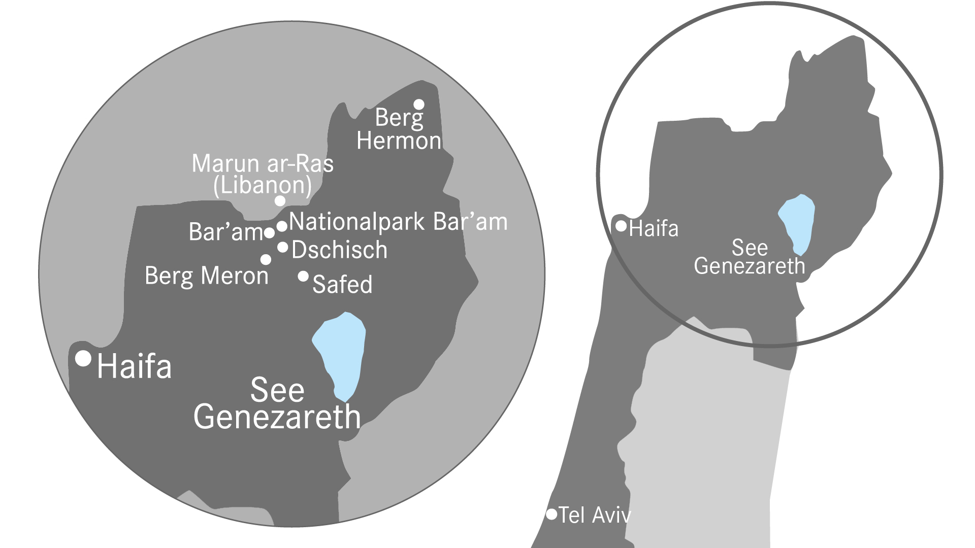 Bis zur Staatsgründung 1948 wohnten einige Hundert Aramäer in dem Dorf Bar‘am, in Obergaliläa. Seit der Evakuierung wohnen viele von ihnen in Dschisch, unweit der libanesischen Grenze.