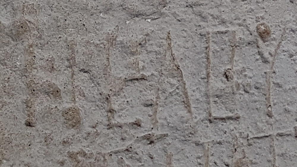 Ein Großteil der jetzt gefundenen griechischen Inschrift „Elusa“, der die Stadt Haluza meint