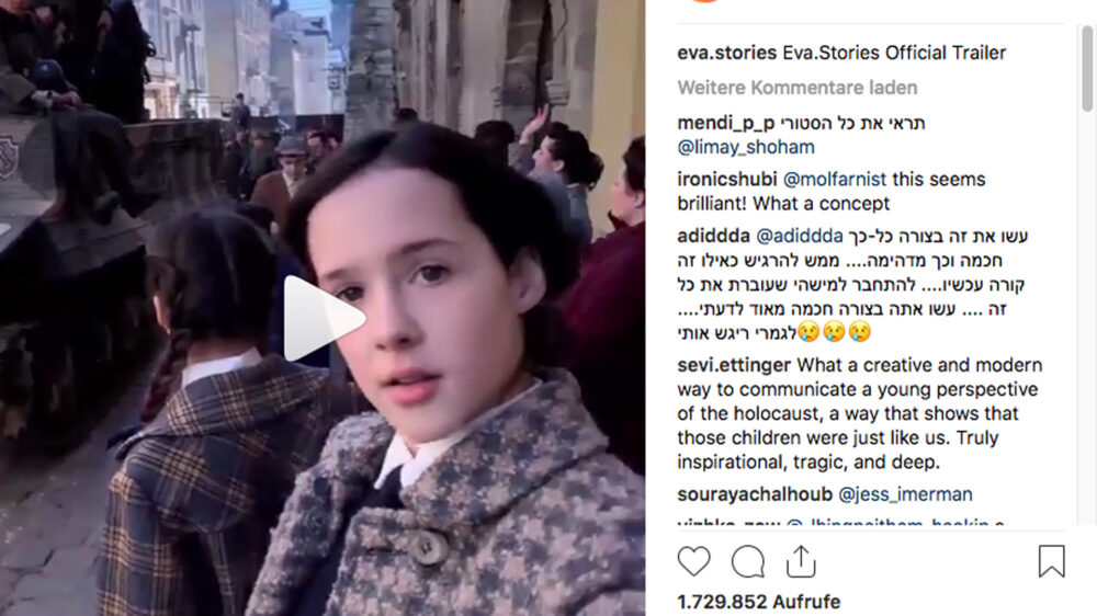 Die 13-jährige Eva (Mia Quiney) stellt ein Video vom Einmarsch der Wehrmacht in Budapest auf Instagram