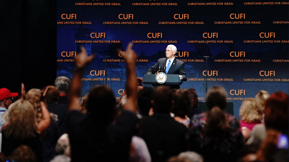 Der amerikanische Vize-Präsident Pence sprach am Montag auf der Konferenz der „Christen gemeinsam für Israel“