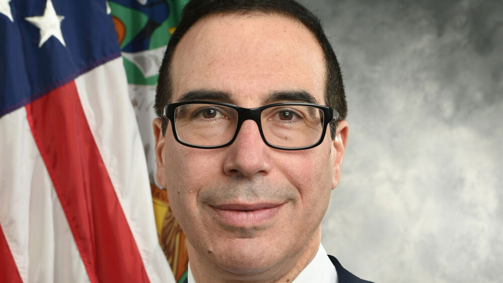 Der amerikanische Finanzminister Mnuchin erklärt die neuen Sanktionen gegen Organisationen wie die radikal-islamische Hamas im Gazastreifen