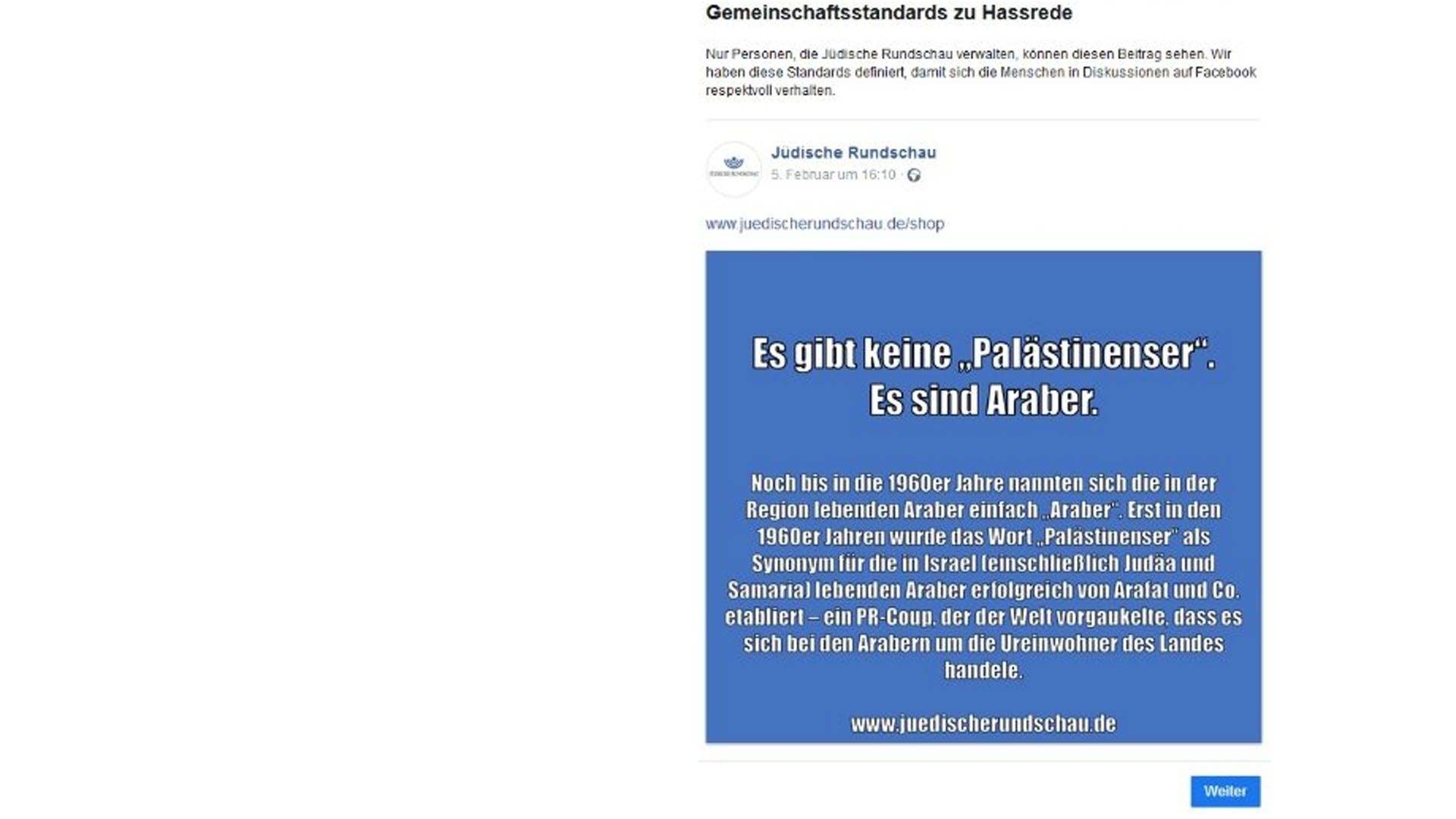 Facebook war mit dem Post nicht einverstanden