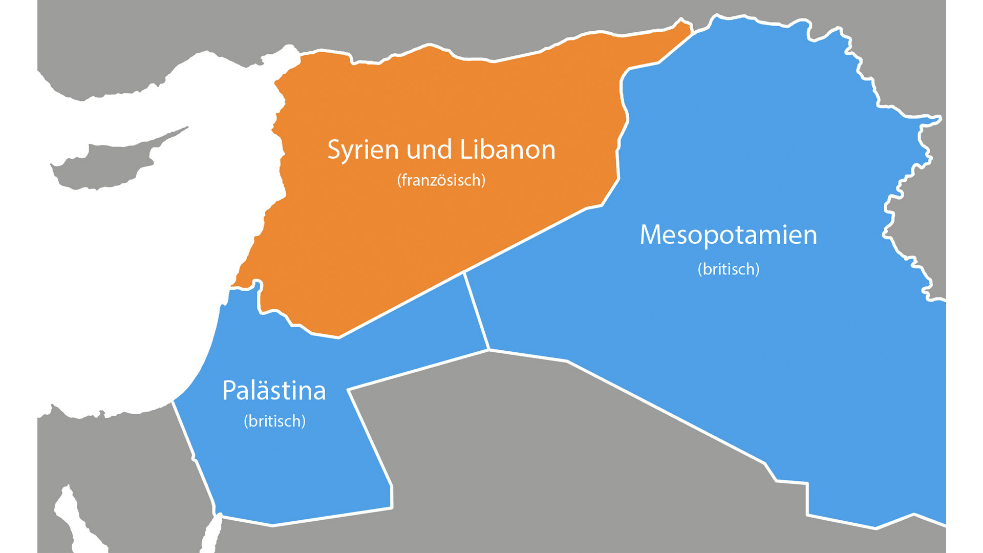 In San Remo teilen Franzosen und Briten den Nahen Osten in Mandatsgebiete auf. Die Grenzen werden separat festgelegt. Palästina umfasst zunächst auch die Gebiete jenseits des Jordan. Großbritannien lässt jedoch früh durchblicken, dass „Transjordanien“, also der Teil jenseits des Jordan, nicht an die Zionisten gehen soll. Später wird der östliche Teil des Mandats für die Araber abgetrennt.