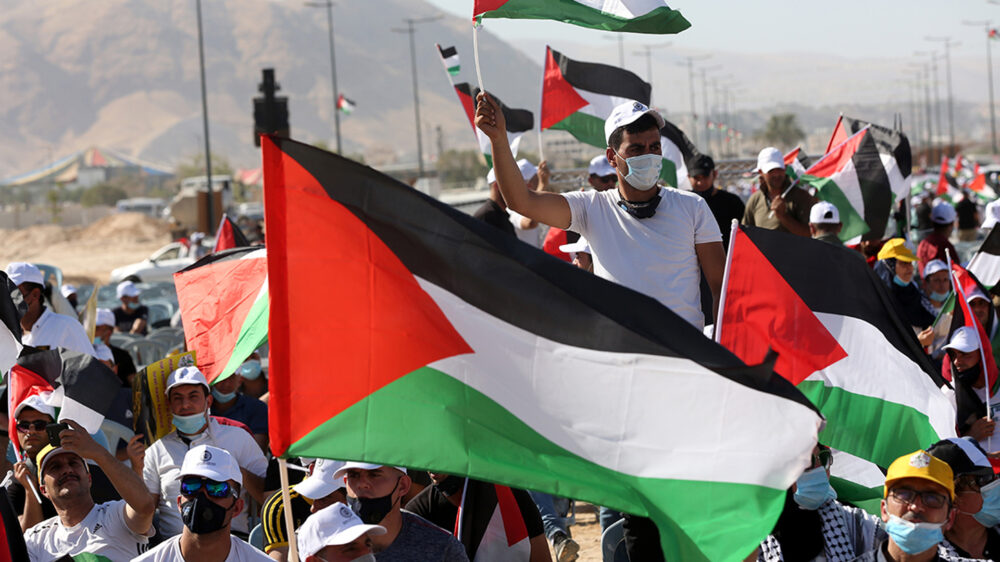 Palästinenser demonstrieren bei Ramallah gegen israelische Annexionspläne