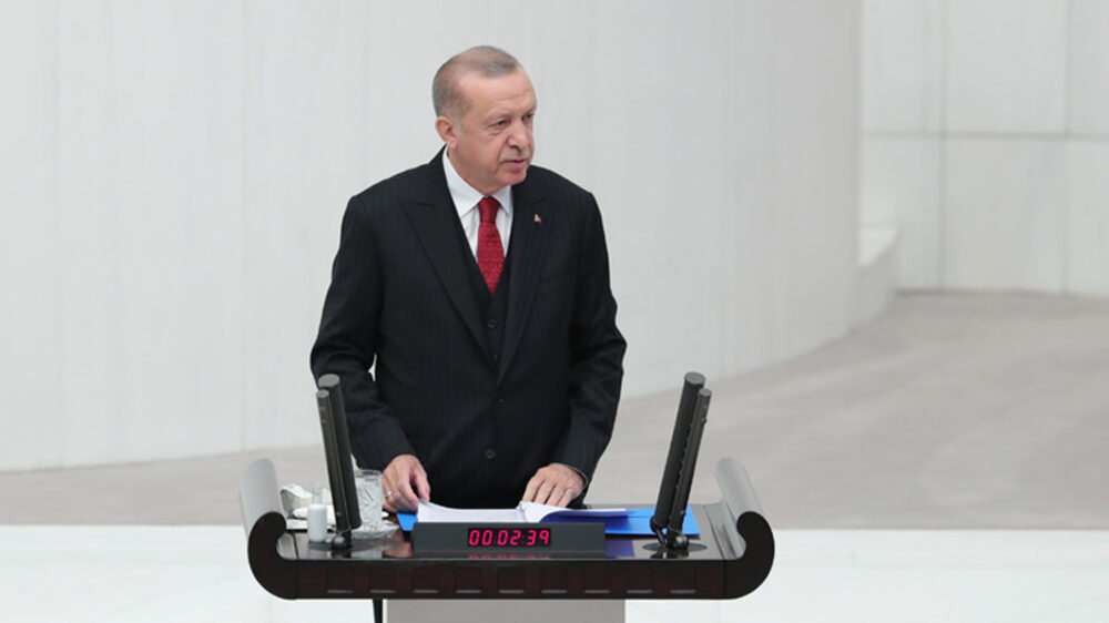 Der türkische Präsident Recep Tayyip Erdogan versprach gegenüber dem Parlament, sich für die Palästinenser einsetzen zu wollen