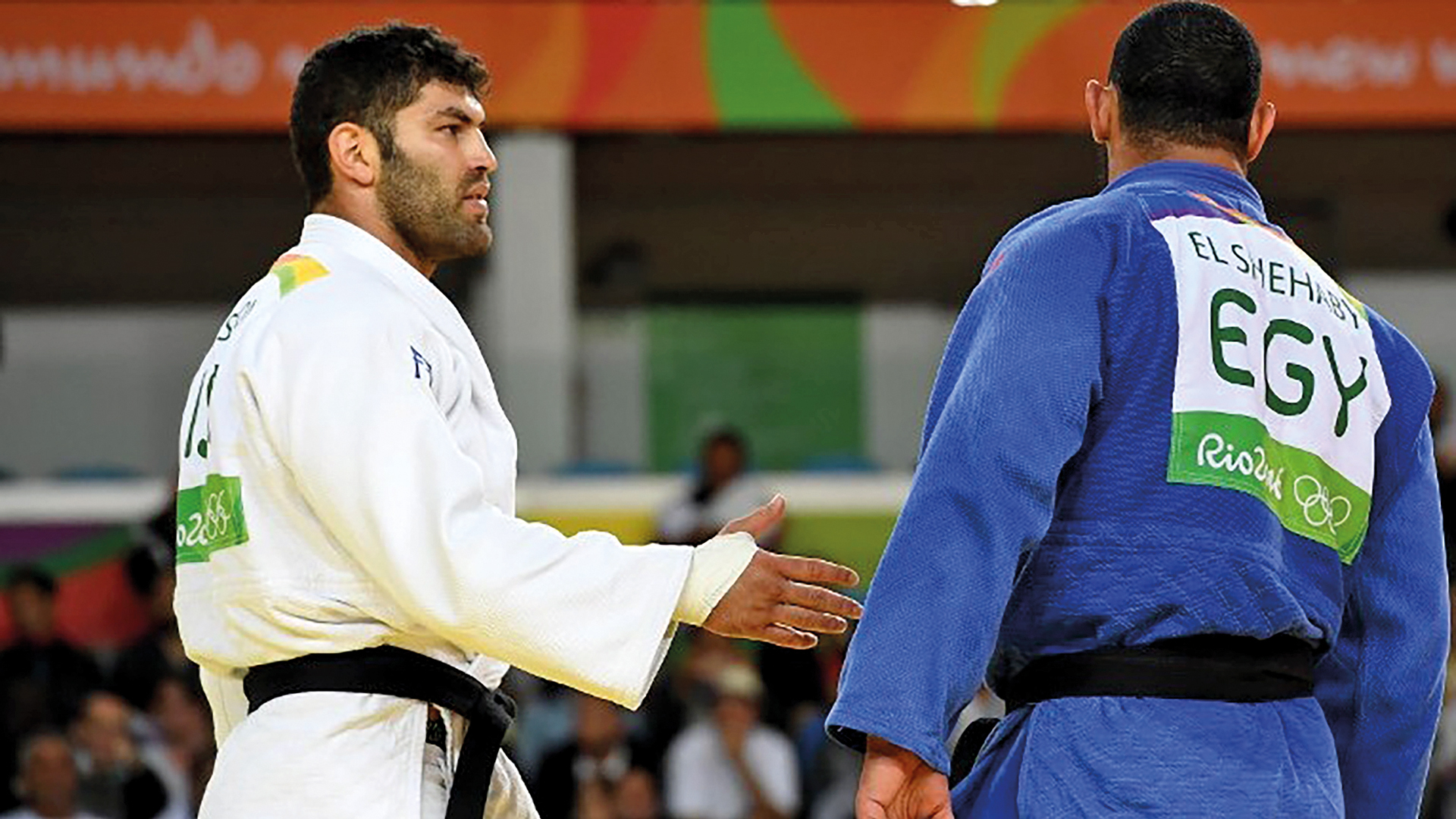 Der Ägypter Islam El-Shehaby verweigert dem Israeli Or Sasson bei den Olympischen Spielen 2016 den Handschlag