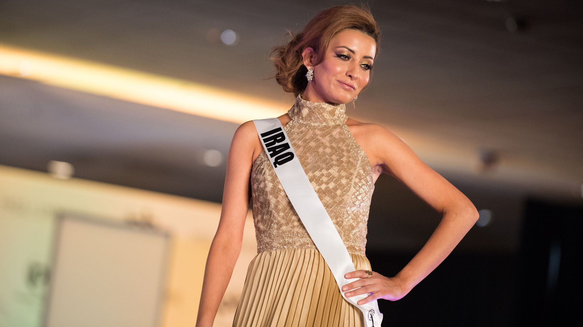 Sarah Idan in Abendrobe zur 66. Wahl zur Miss Universe