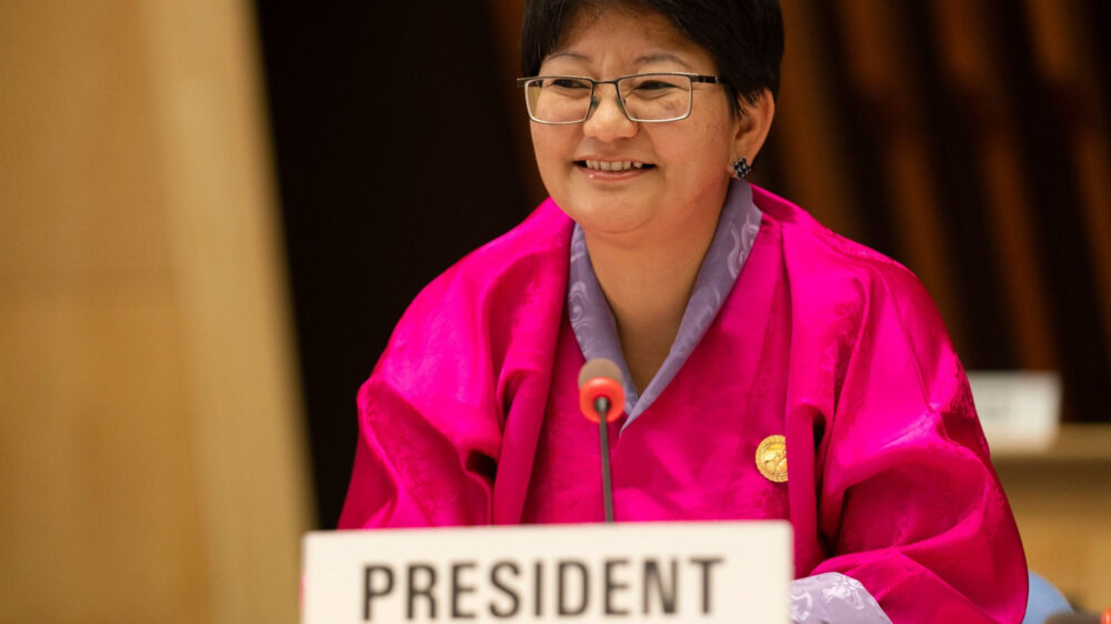 Die Präsidentin der 74. Jahresversammlung ist Dechen Wangmo aus Bhutan
