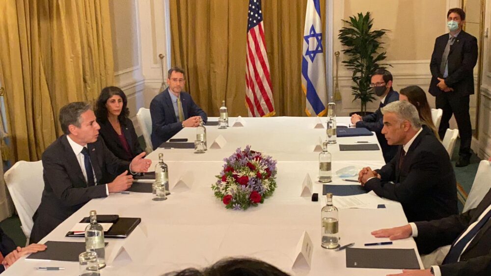 Es gibt viel zu besprechen: Der amerikanische Außenminister Blinken (l.) und sein israelischer Amtskollege Lapid