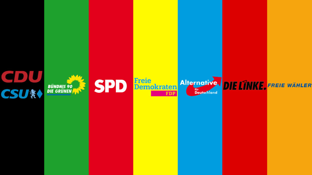 9 Parteien haben Chancen, in den 20. Deutschen Bundestag einzuziehen. 7 davon stellen sich überregional zur Wahl. Die CSU tritt nur in Bayern, der Südschleswigsche Wählerverband (SSW) als Partei der dänischen Minderheit nur in Schleswig-Holstein an.