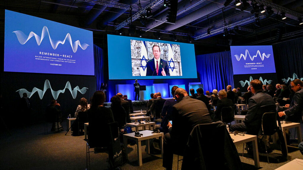 Herzogs Ansprache wurde per Video nach Malmö übertragen