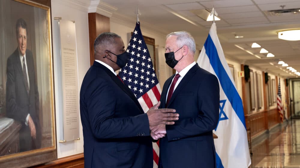 Secretary of Defense Lloyd J. Austin III met with Israeli Defense Minister Benjamin “Benny” Gantz, Dec. 9, 2021, at the Pentagon.