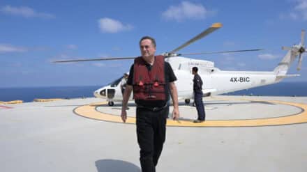 Energieminister Katz besucht eine Bohrplattform beim Leviathan-Gasfeld