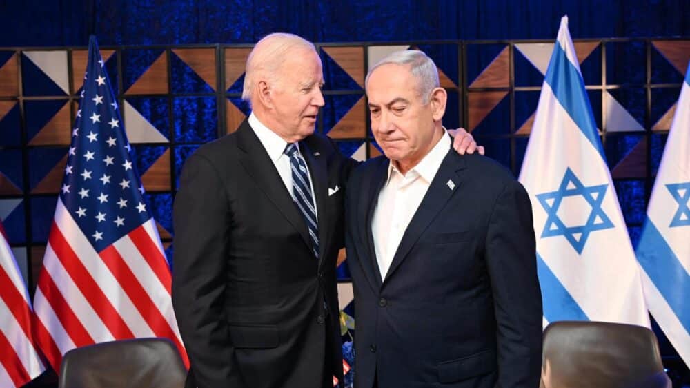 Sichert Rückhalt zu: US-Präsident Biden beim Treffen mit dem israelischen Regierungschef Netanjahu