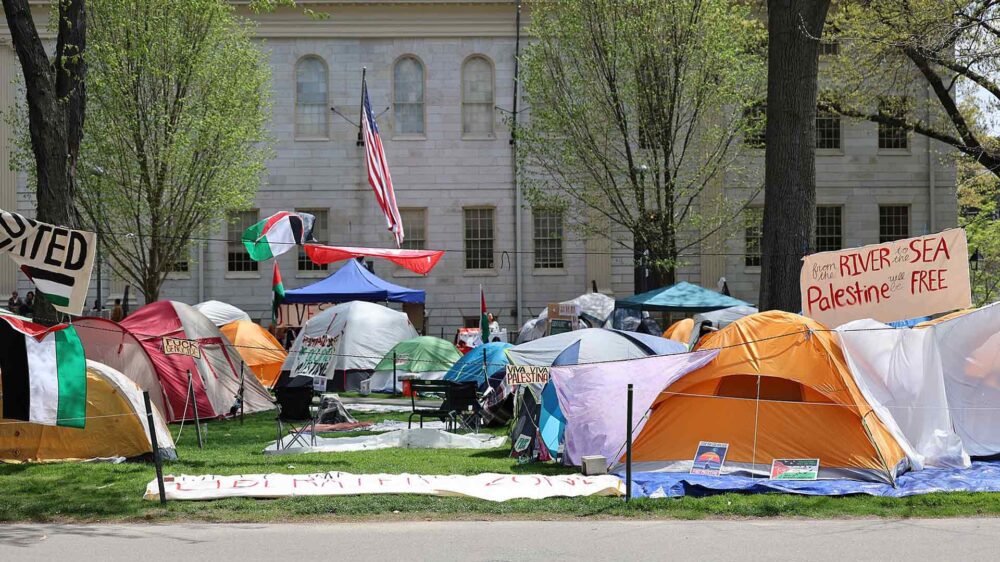 Sichtbare Proteste: Auch an der Universität Harvard bekundeten Studenten ihren Unmut über Israel