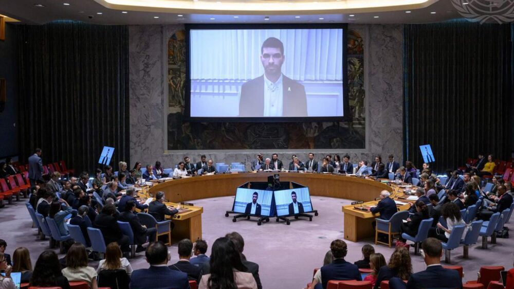 Bei der Sitzung des UN-Sicherheitsrates war Geiselbruder Ilai David aus Israel zugeschaltet