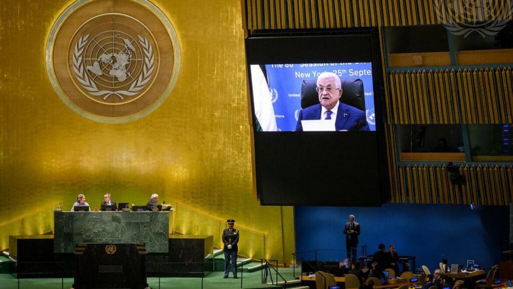 Abbas hatte seine Rede wegen eines Einreiseverbotes der USA aufgezeichnet