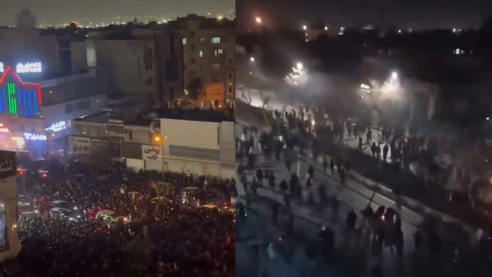 Proteste im Teheran (l.) und Maschhad: Menschen gehen unter hohem persönlichen Risiko im Proteste gegen das Regime auf die Straßen