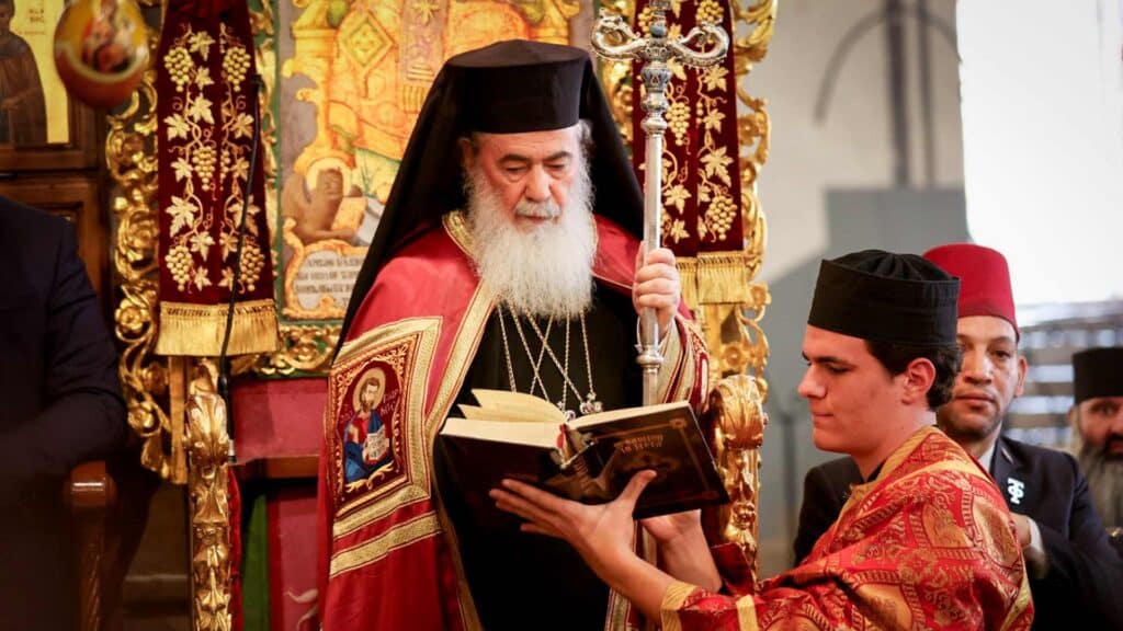 Theofilus III. beim orthodoxen Weihnachtsfest am 6. Januar 2026 in Bethlehem