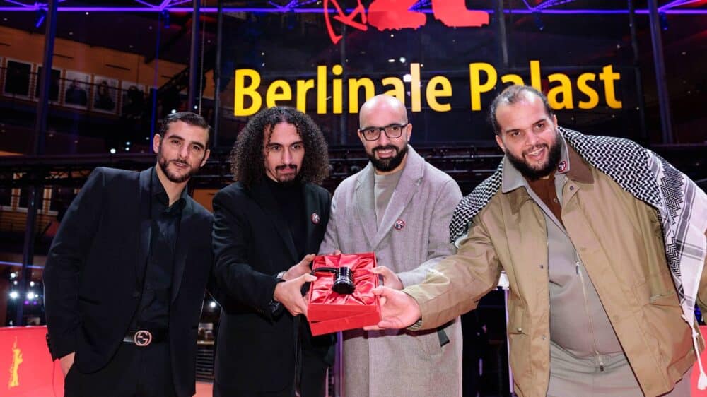 GWFF Best First Feature Award 2026: Chronicles From the Siege by Abdallah Alkhatib – director Abdallah Alkhatib with his producers Salah Issaad and Taqiyeddine Issaa