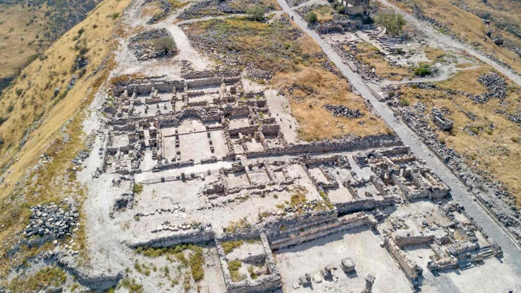 Luftaufnahme von der Ausgrabungsstätte Hippos-Sussita